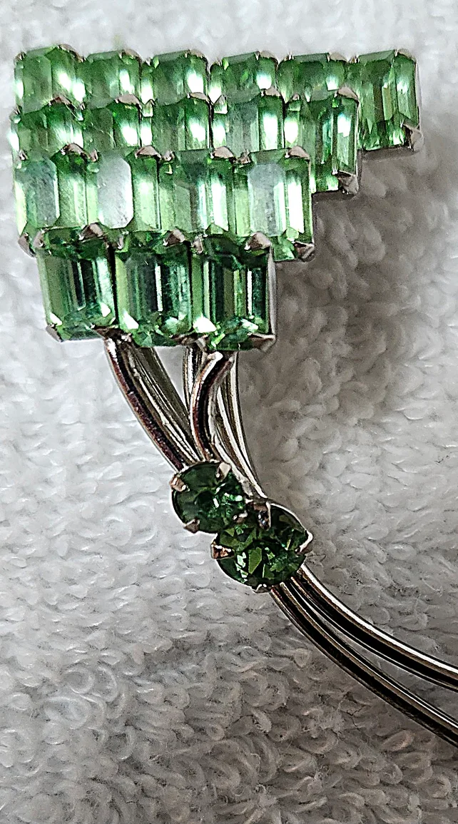 VINTAGE SIGNED SHERMAN Swarovski BRANCH BROOCH PIN image indicator(3)