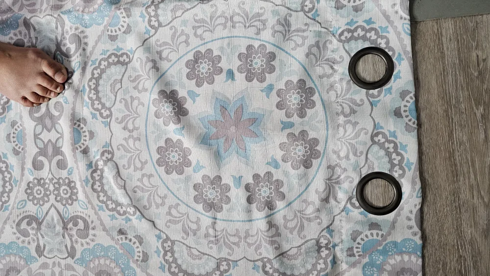 54" x 84" Curtain Panel - Blue Grey Medallion Print image indicator(6)