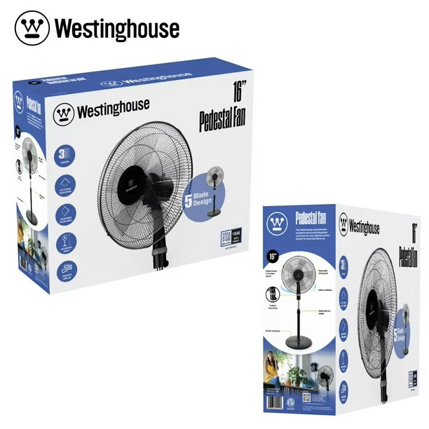 Westinghouse 16" Pedestal Fan - 3 Speed Settings - photo 4