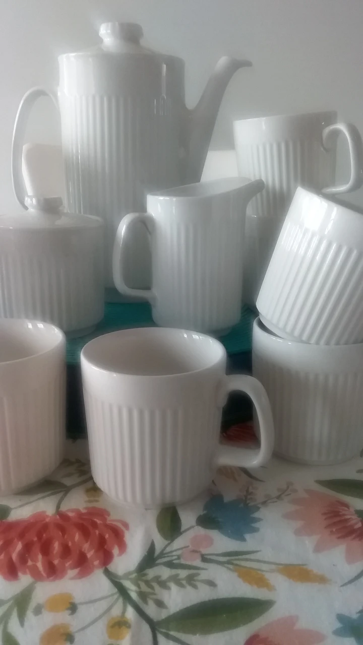 Vintage White Coffee Set Johnson brothers Athena Ironstone - photo 4