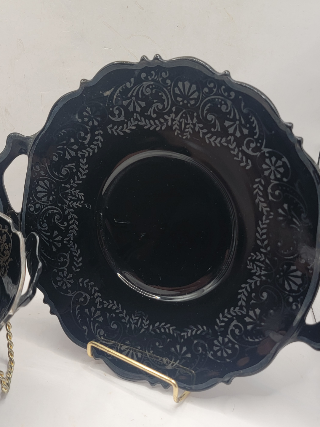 Vintage Black Glass Serving Bowl and Plate Set - photo 5