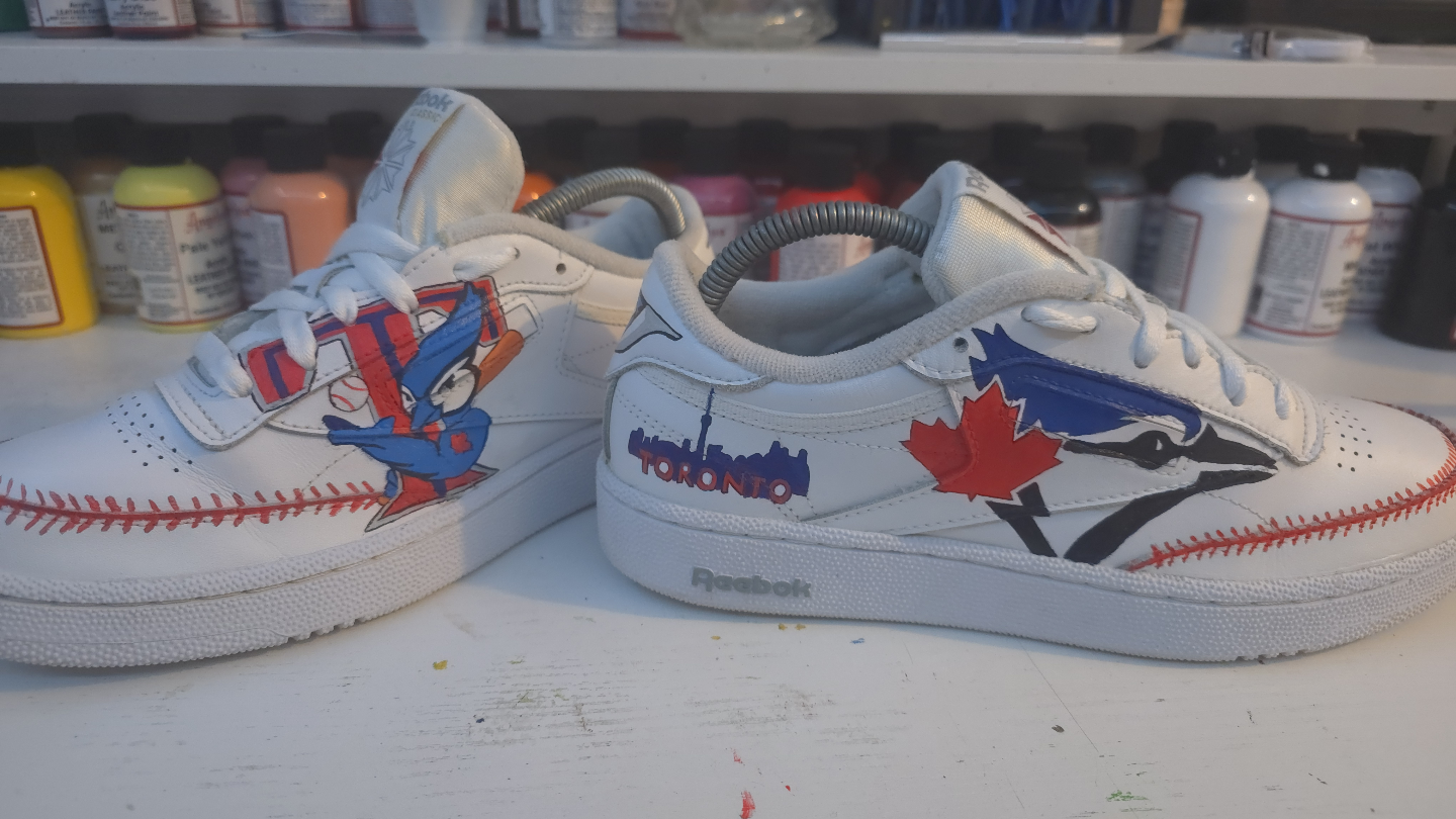 Custom Toronto Blue Jays Reebok Club C 85 Sneakers - photo 5