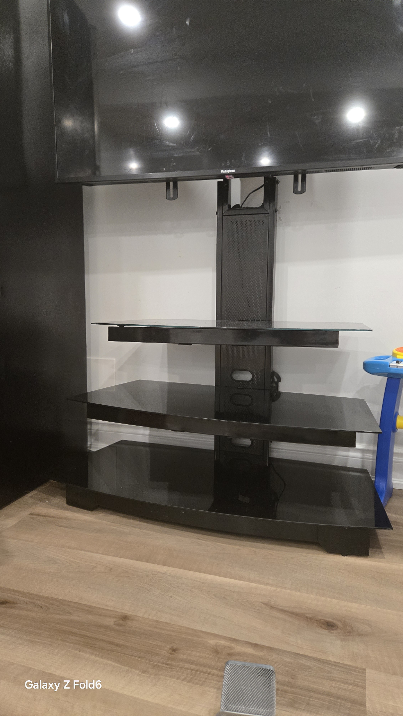 Black Glass TV Stand with Mount