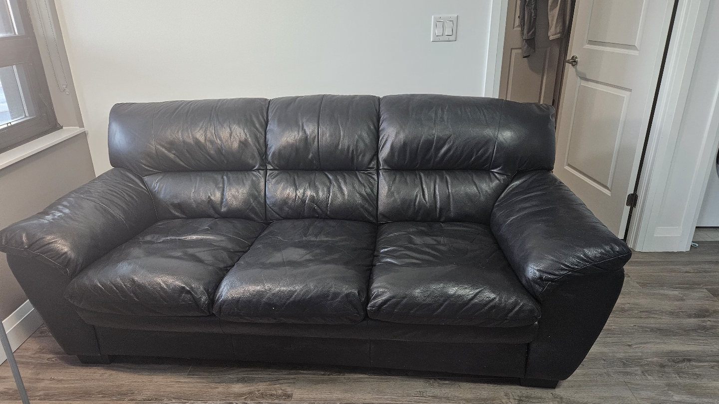 Black Leather Sofa - photo 2
