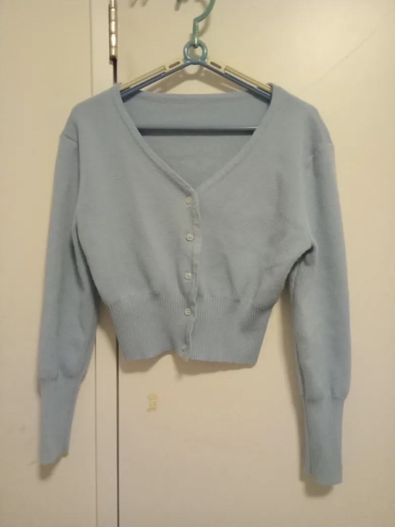 Light Blue Cropped Cardigan Sweater thumbnail