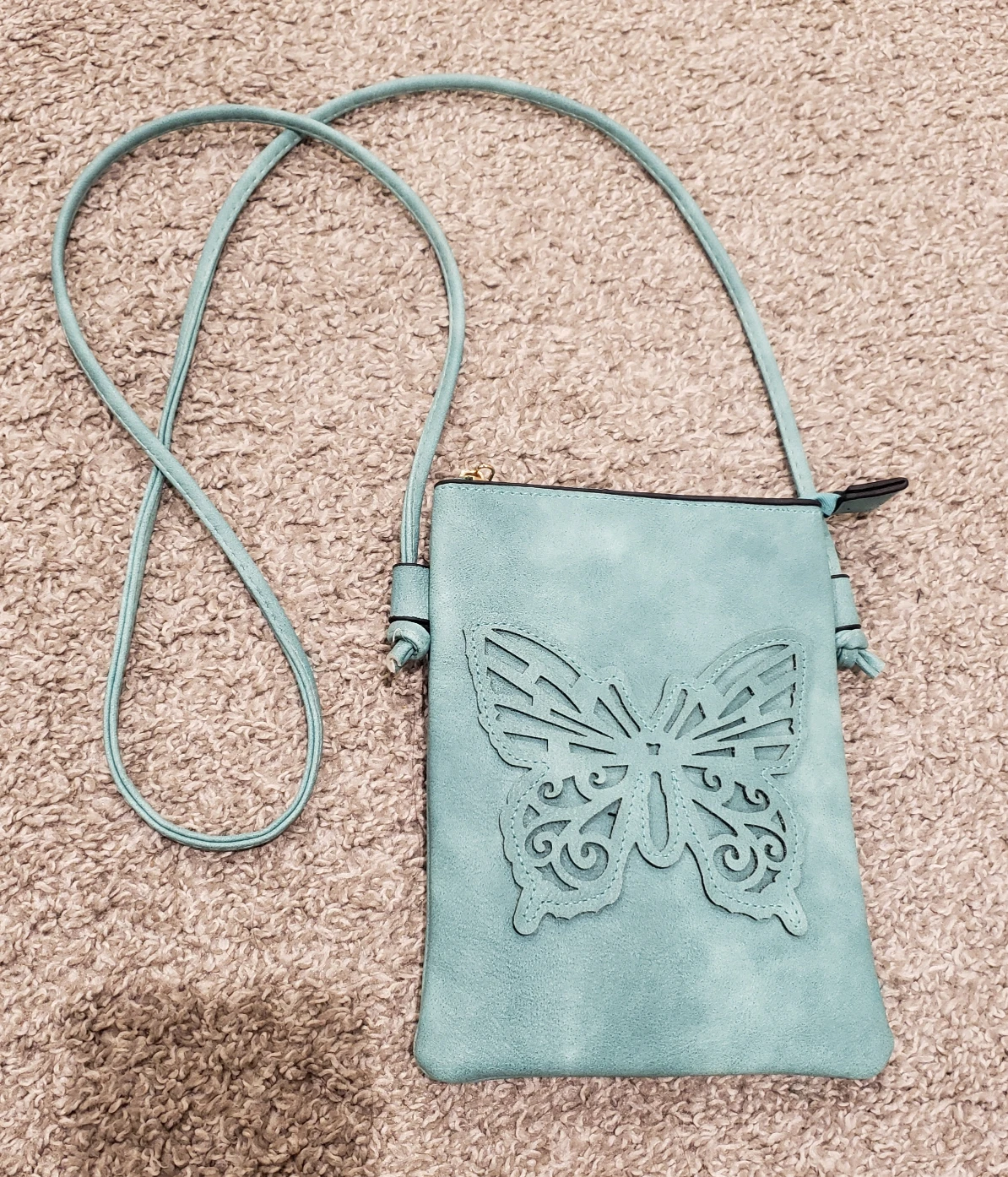 Cute Teal Butterfly Crossbody Bag