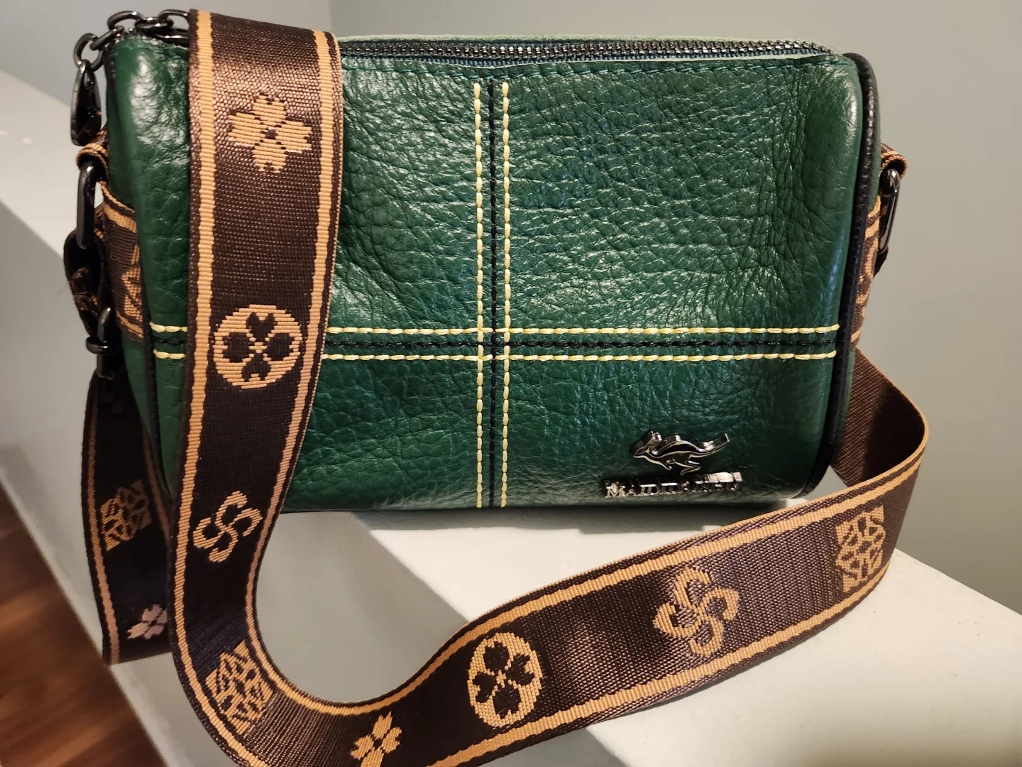 Green Leather ( like) Crossbody Bag thumbnail