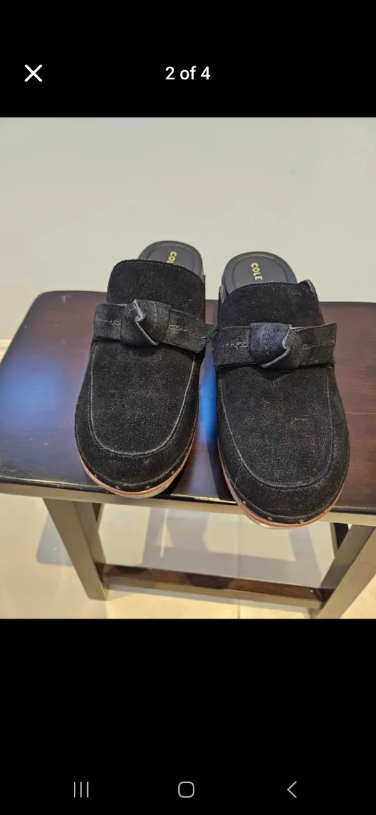 Cole Haan Black Suede Wedge Mules image indicator(3)