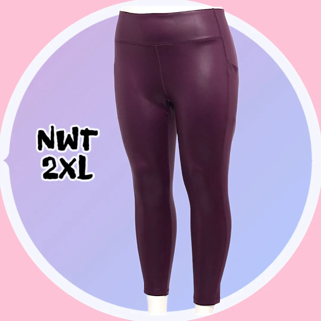 NWT SZ 2XL High Waisted Leggings w 2 Side Pockets image indicator(4)