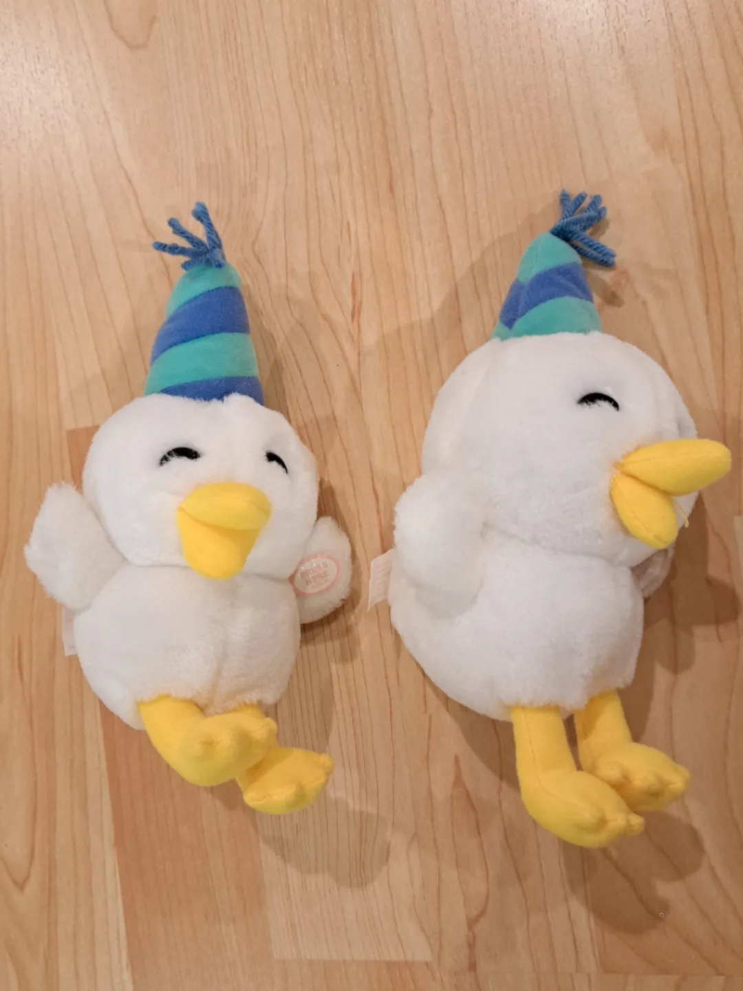 Pair of 6" White Duck Plush Toys with Party Hats image indicator(3)