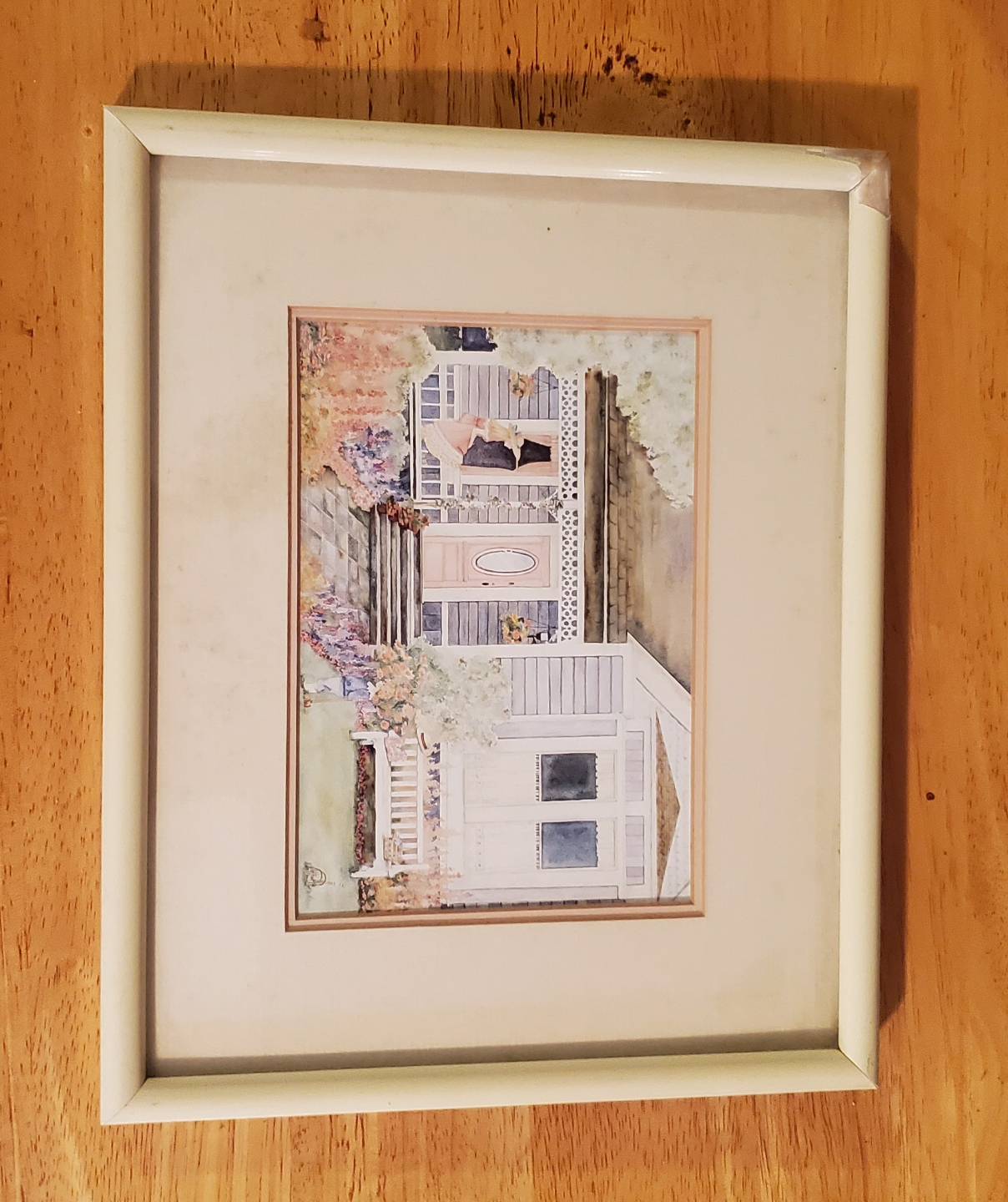 Pair of Framed Watercolor Prints - Cottagecore Garden Scenes - photo 2