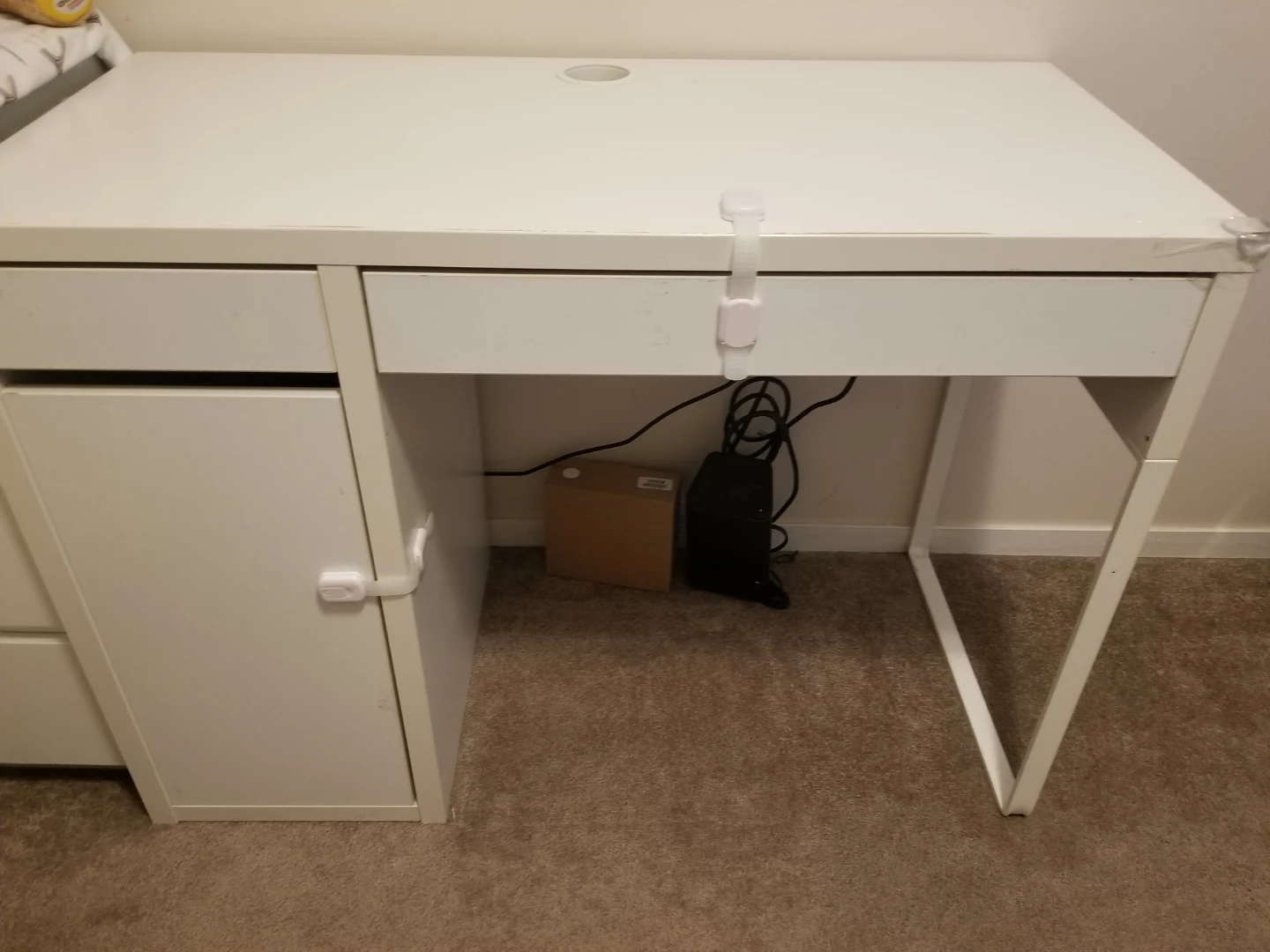 White IKEA Desk with Drawer and Cabinet - photo 2