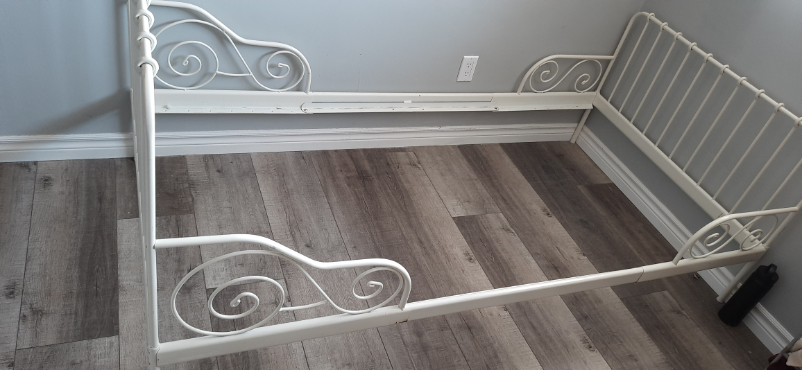 IKEA white Metal Twin Bed Frame and a mattress set - photo 5