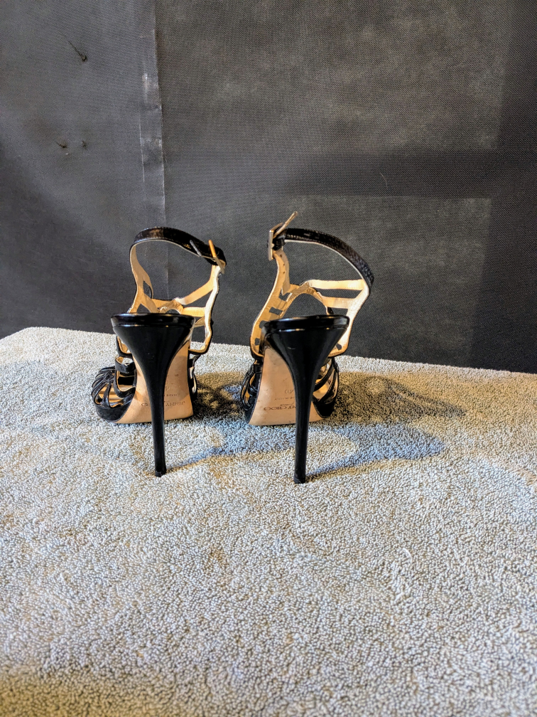 Jimmy Choo Black Patent Leather Cage Heels Size 40 - photo 3