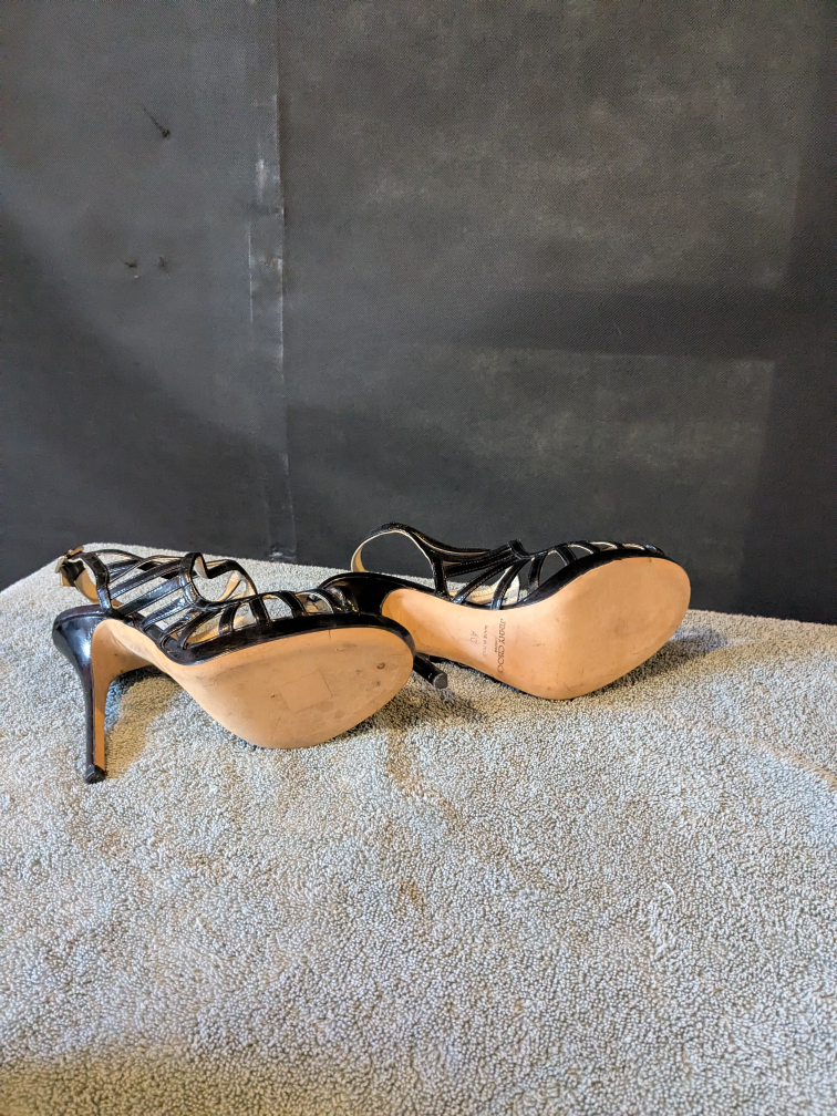 Jimmy Choo Black Patent Leather Cage Heels Size 40 - photo 4