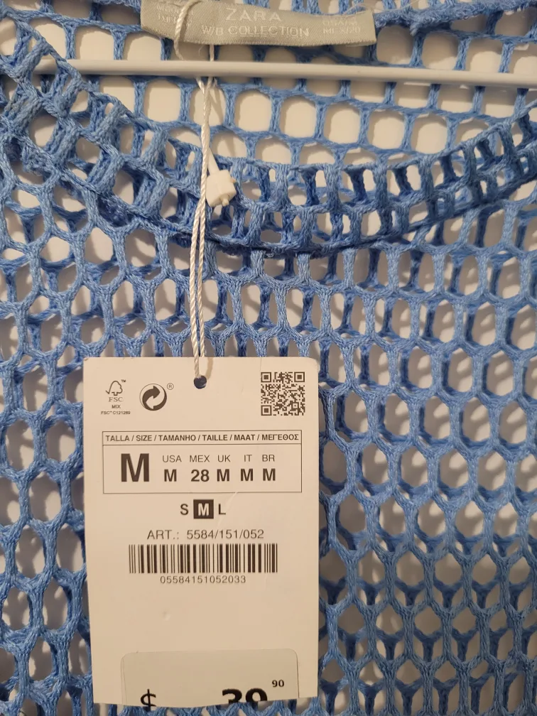 Zara Women's Size Medium Blue and Olive Green Mesh Mini Dress image indicator(2)