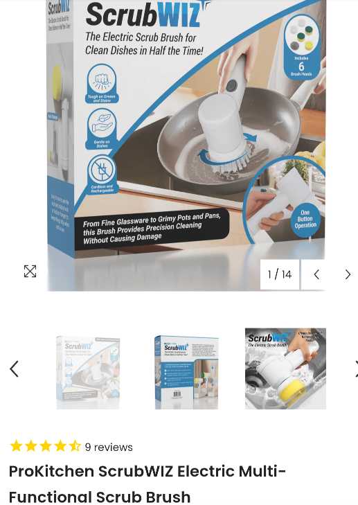 ProKitchen ScrubWIZ Electric Multi-Functional Scrub Brush