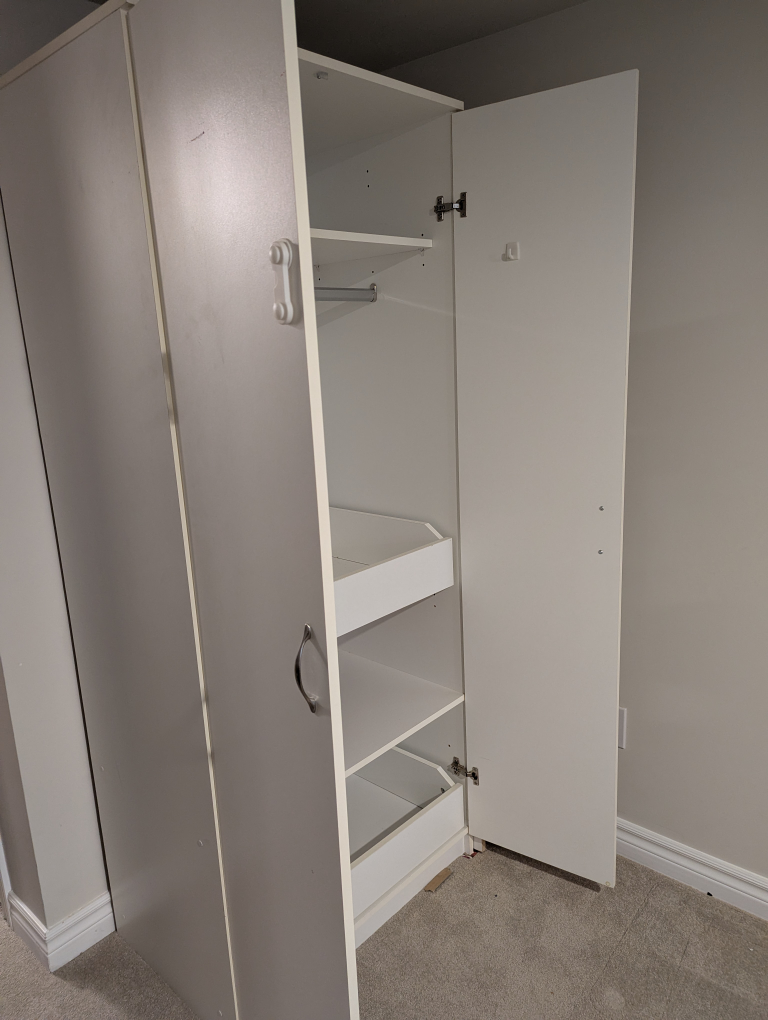 White Wardrobe with Shelves and Drawers - photo 4