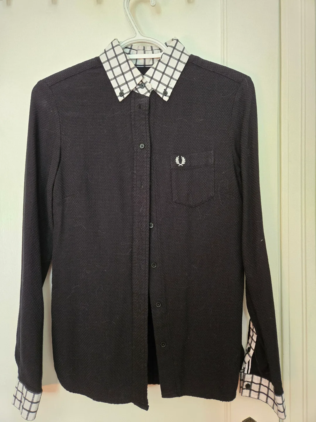 Fred Perry Black & White Long Sleeve Shirt thumbnail