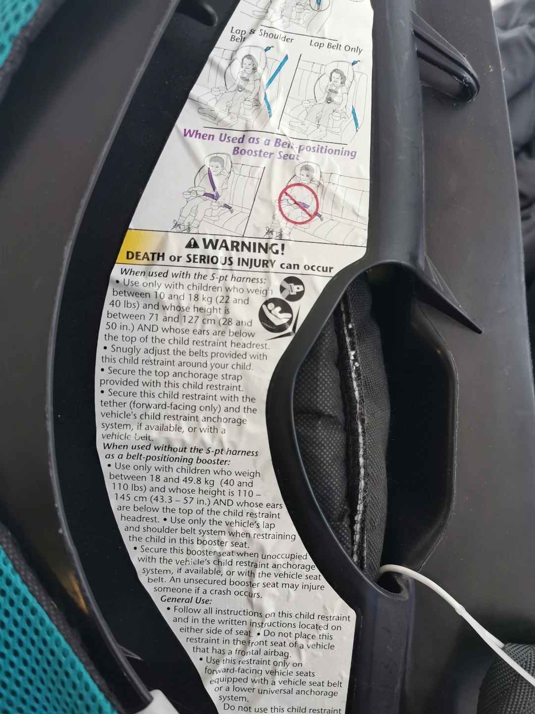 Evenflo Child Car Booster Seat - Teal and Black - photo 3