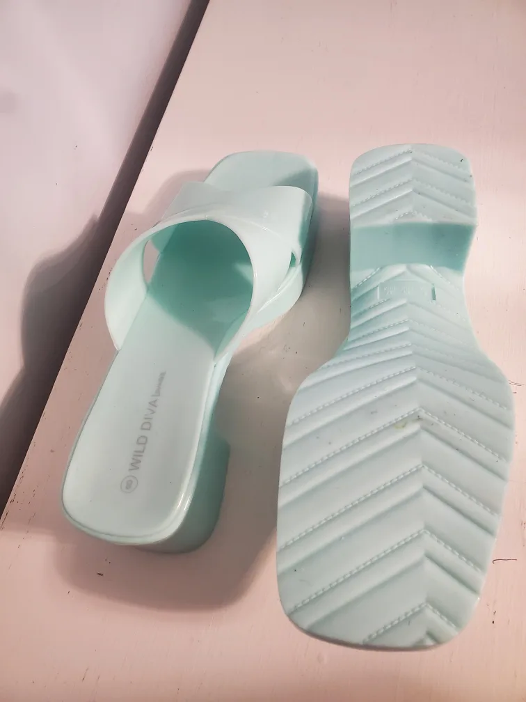 Women's Mint Green Platform Slides image indicator(4)
