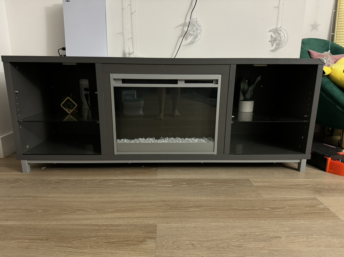 TV console with electric fireplace