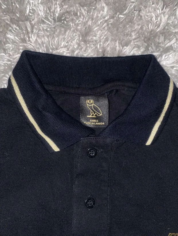 October's Very Own Black Polo Shirt Ovo- Size Small image indicator(2)