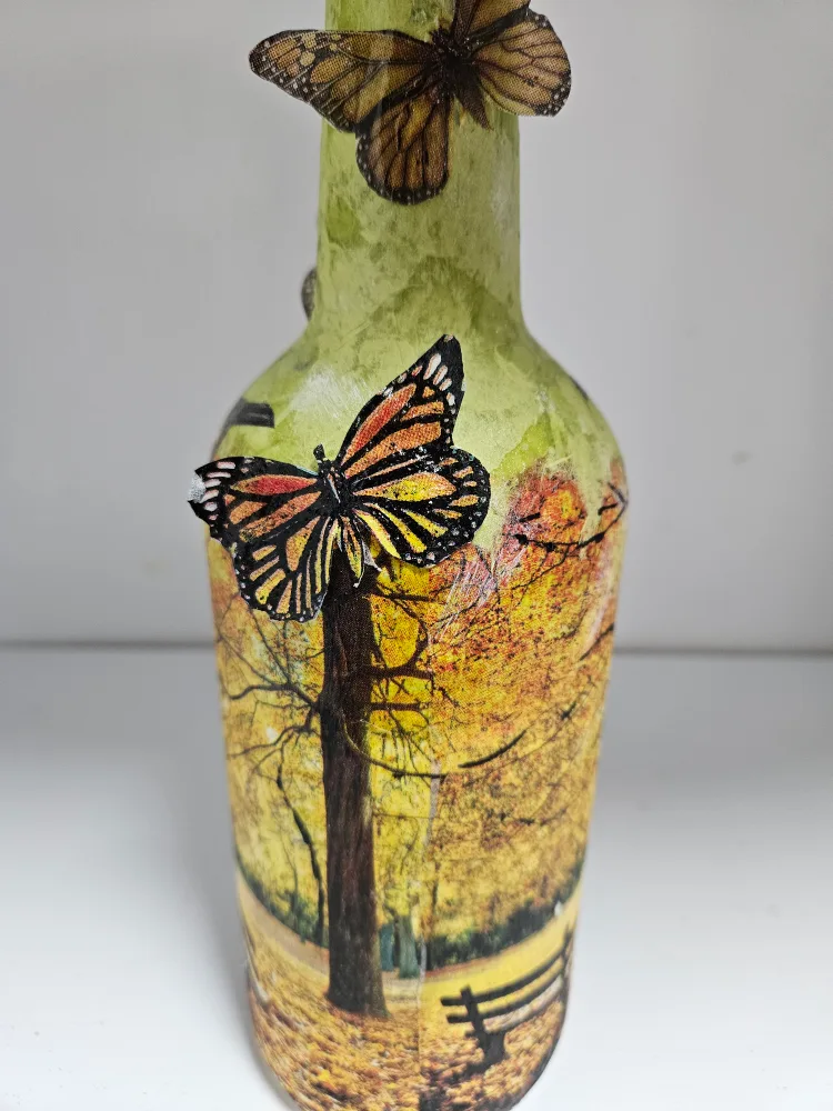 Upcycled Glass Bottle Autumn Decor thumbnail