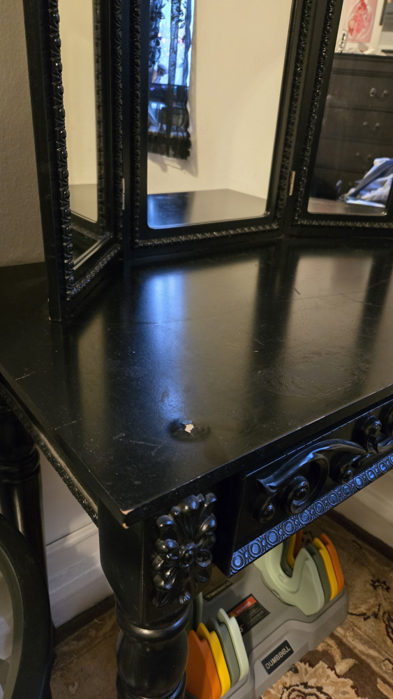 Black Vanity with Tri-Fold Mirror - photo 2