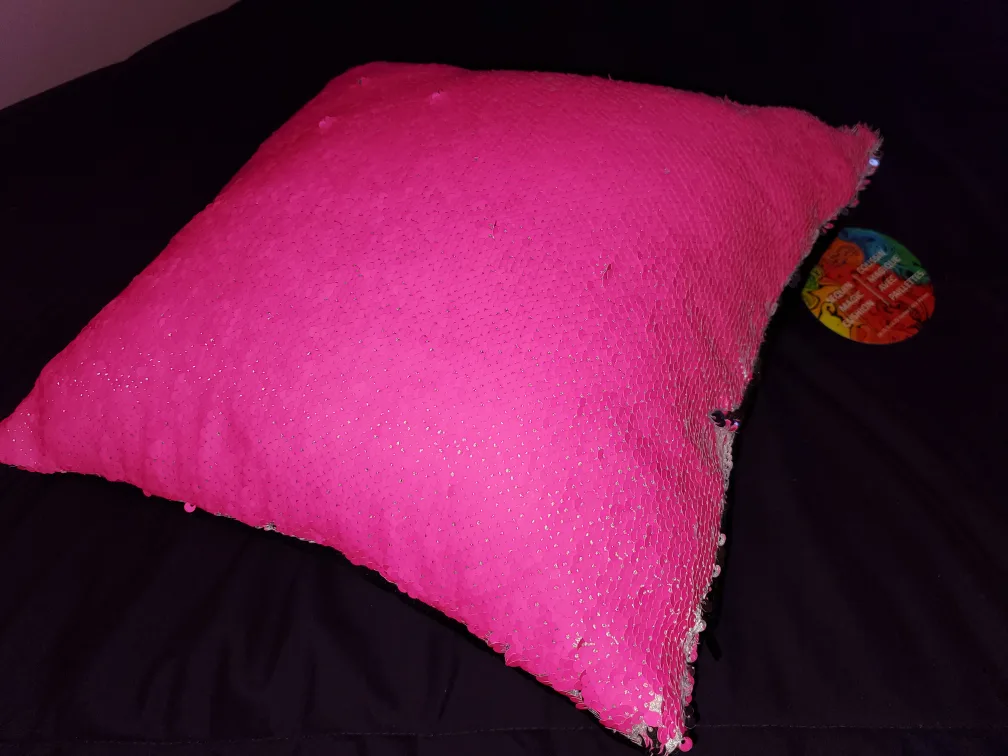 Pink and Silver Reversible Sequin Pillow - New image indicator(3)