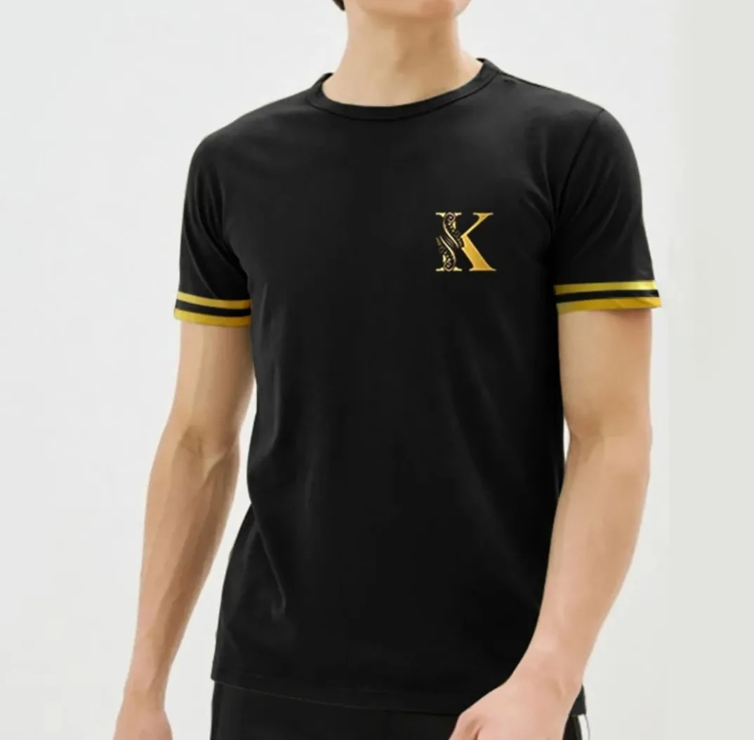 Men's Black T-Shirt with Gold K Detail thumbnail