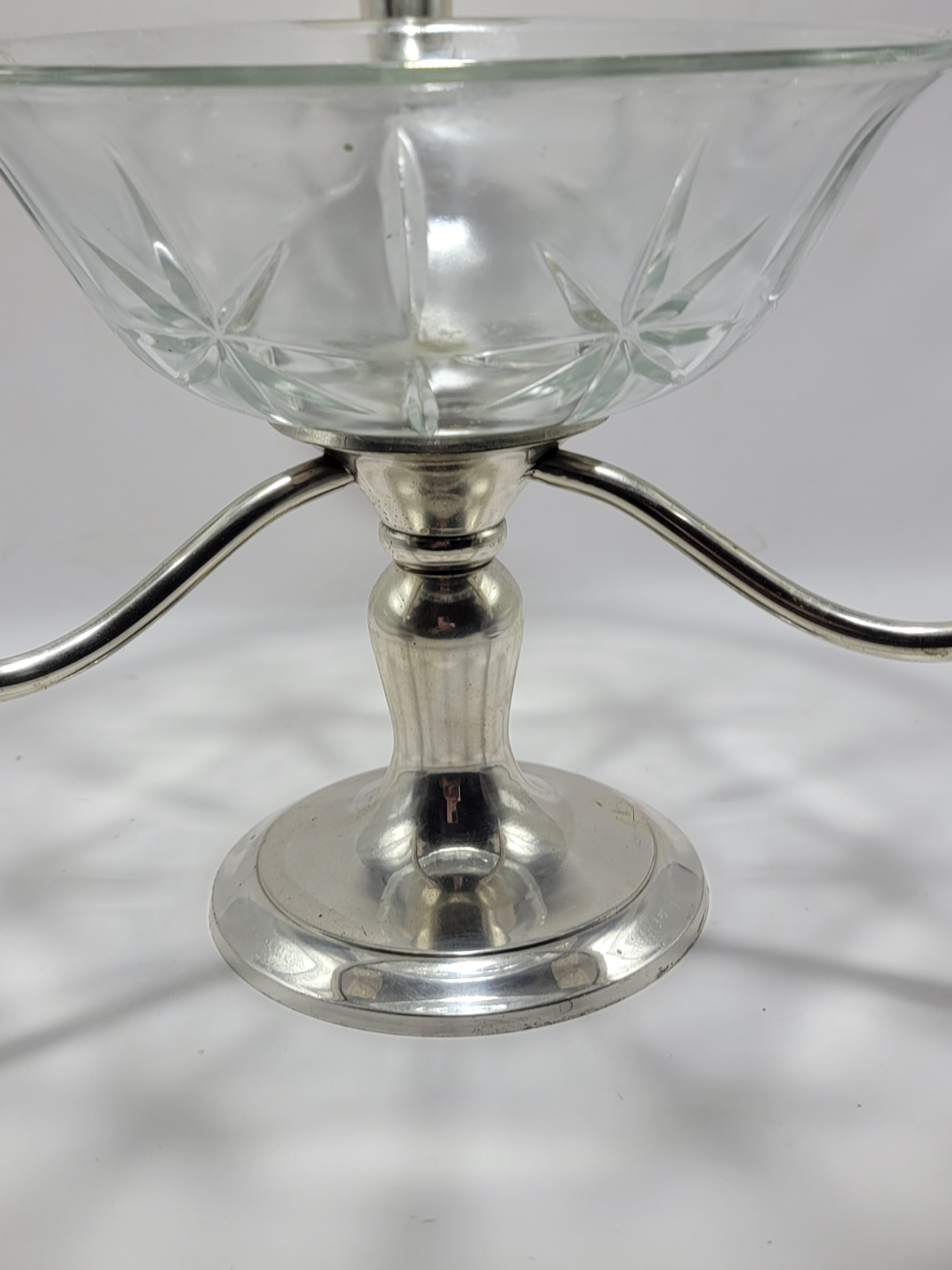 Vintage Three-Arm  silver plated Candelabra with Glass Bowl - photo 2