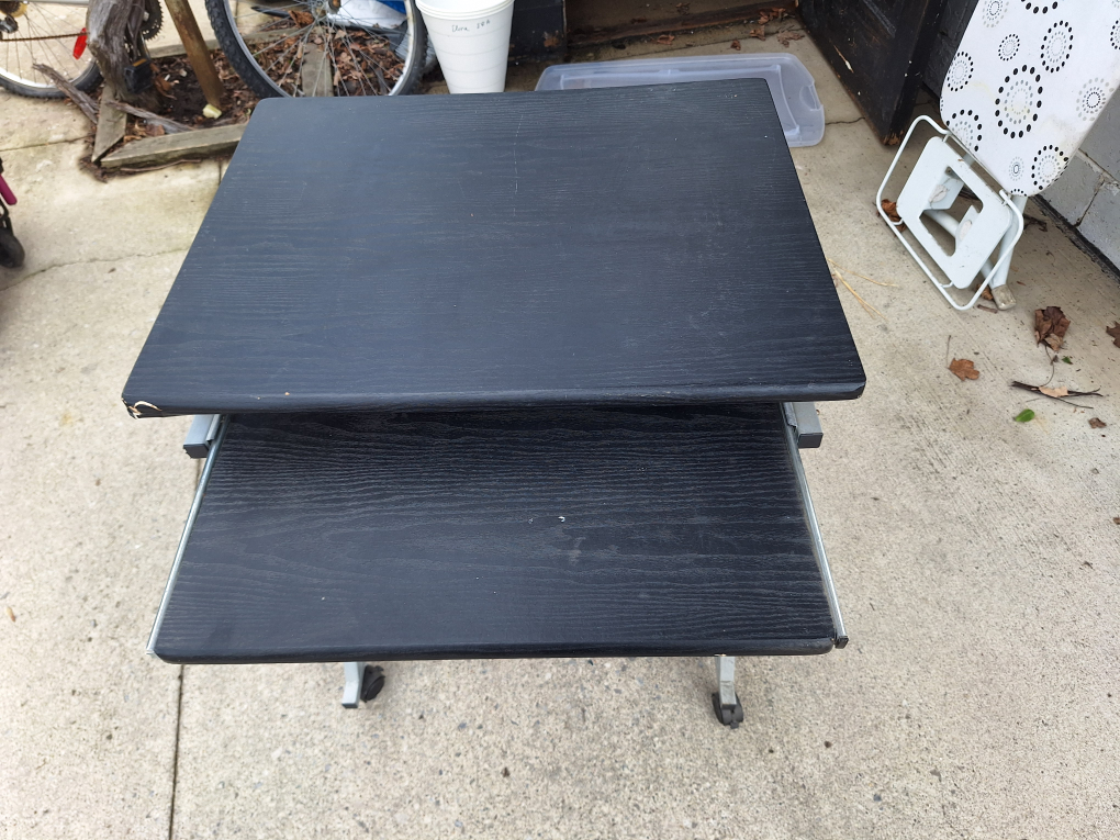 Black Computer Desk with Keyboard Tray and Wheels