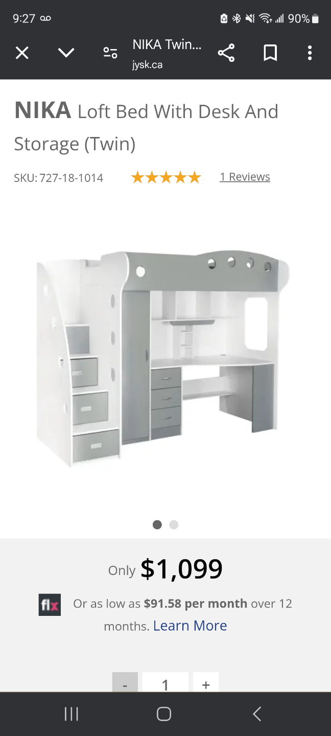 NIKA Twin Loft Bed with Desk and Storage
