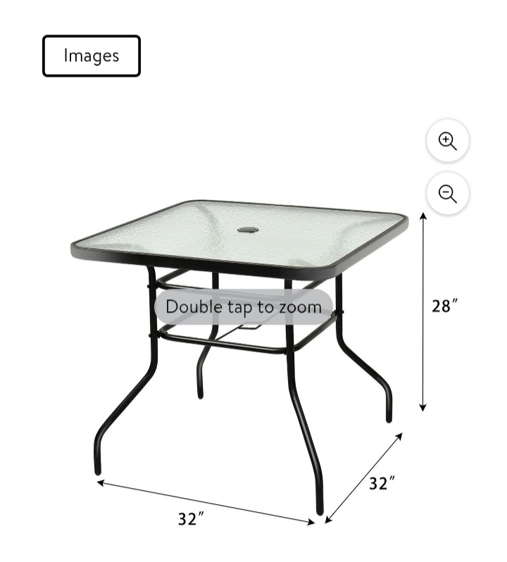 Square Glass Top Patio Table