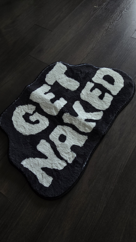 Get Naked Bathroom Rug black and white