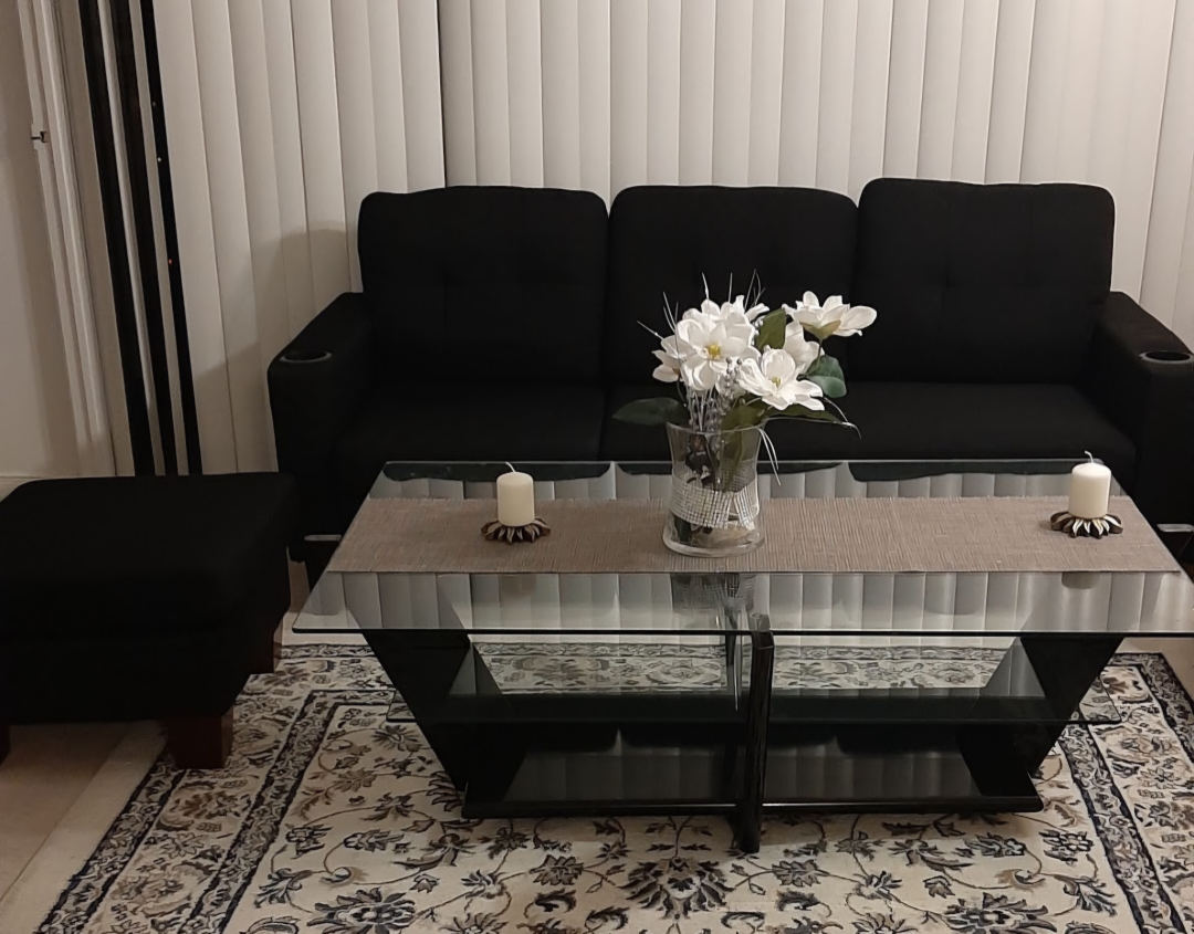 Black L-Shaped Sectional Sofa with Ottoman💚 - photo 3