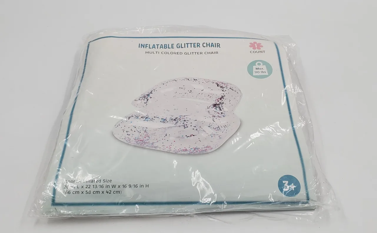 Inflatable Glitter Chair - Pink & Multicolored Options thumbnail