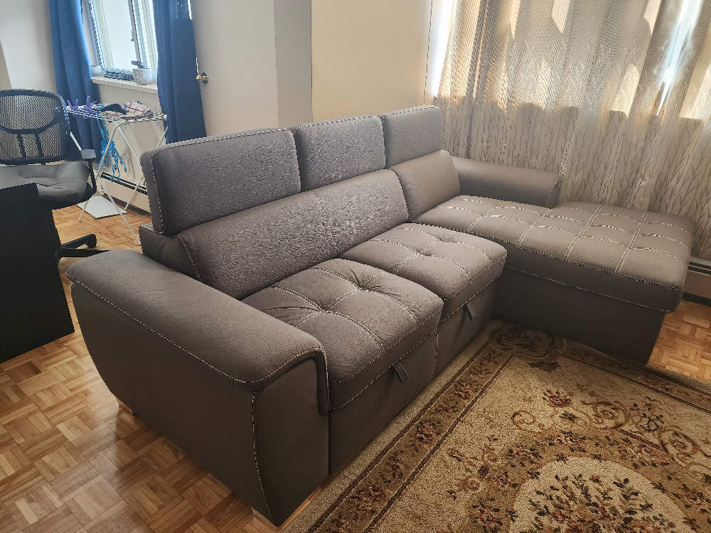 Grey Sectional Sofa with Chaise Lounge - photo 4