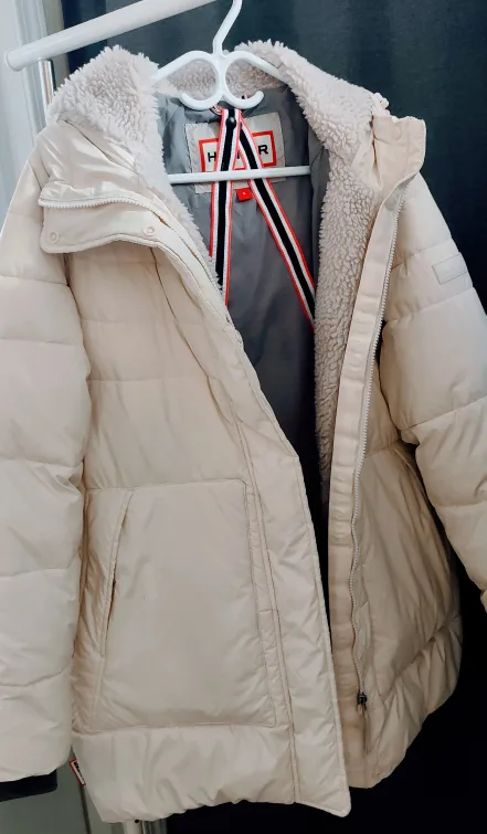 (NEW) Hunter Almond Marshmallow Mid Length Puffer Jacket - Cream image indicator(5)