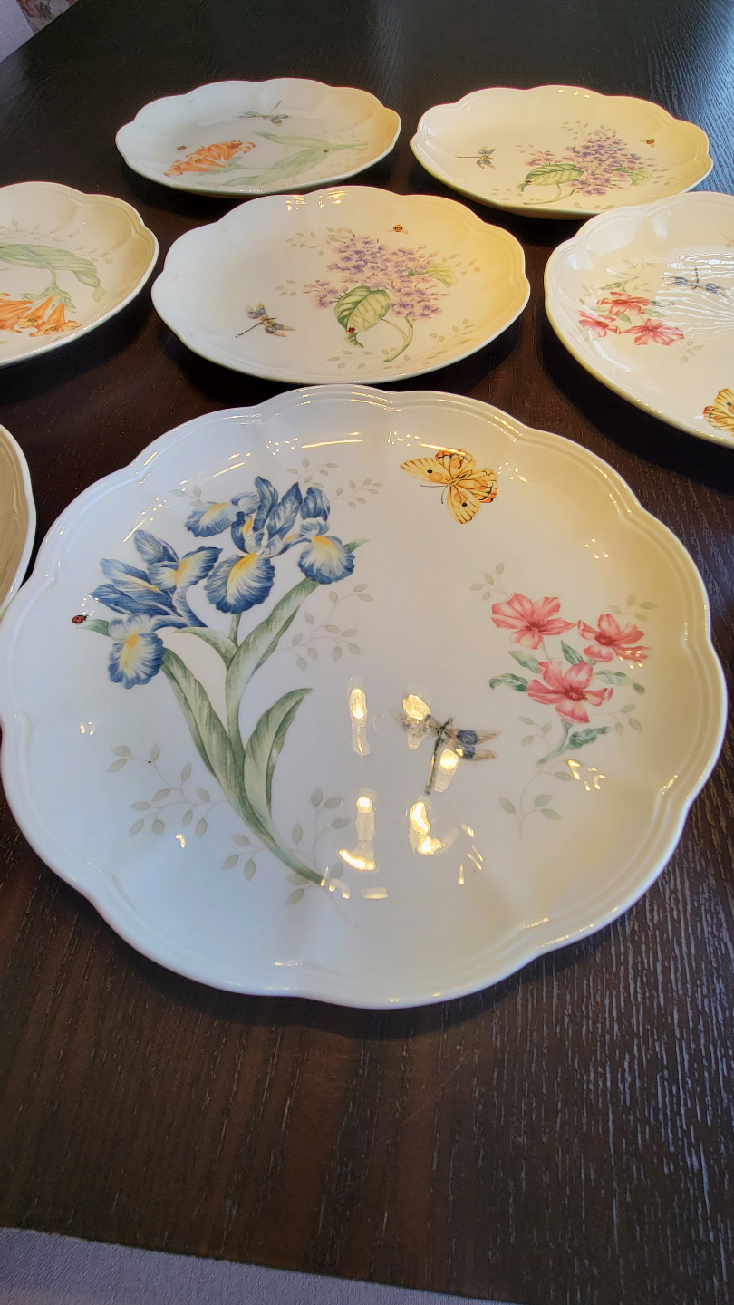 Eight Lenox Butterfly Meadow Dinner Plates - photo 3