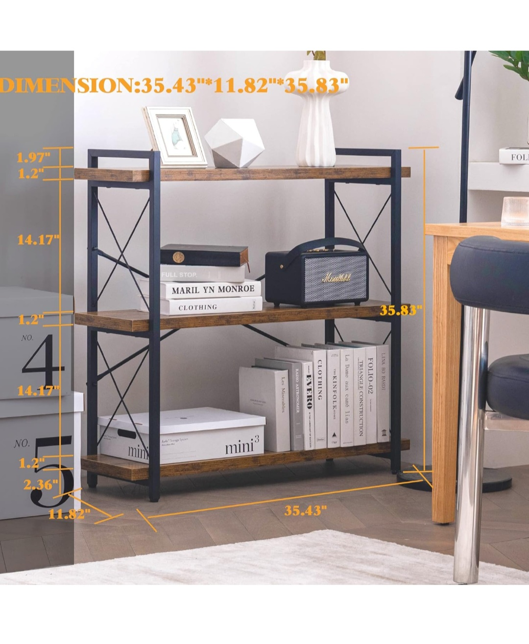 Three-Tier Industrial Bookcase - photo 3