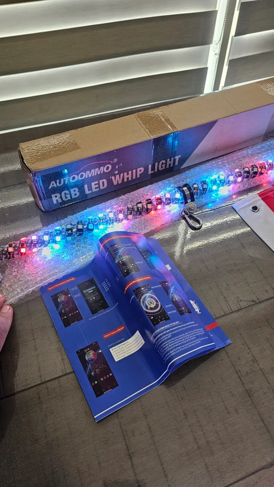 AUTOOMMO RGB LED Whip Lights - 2 Pack, 5ft, 366 Modes image indicator(3)