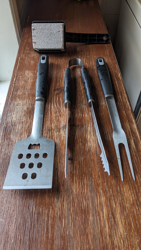 BBQ Tool Set - 4 Piece Grill Utensil Set with Cleaning Stone