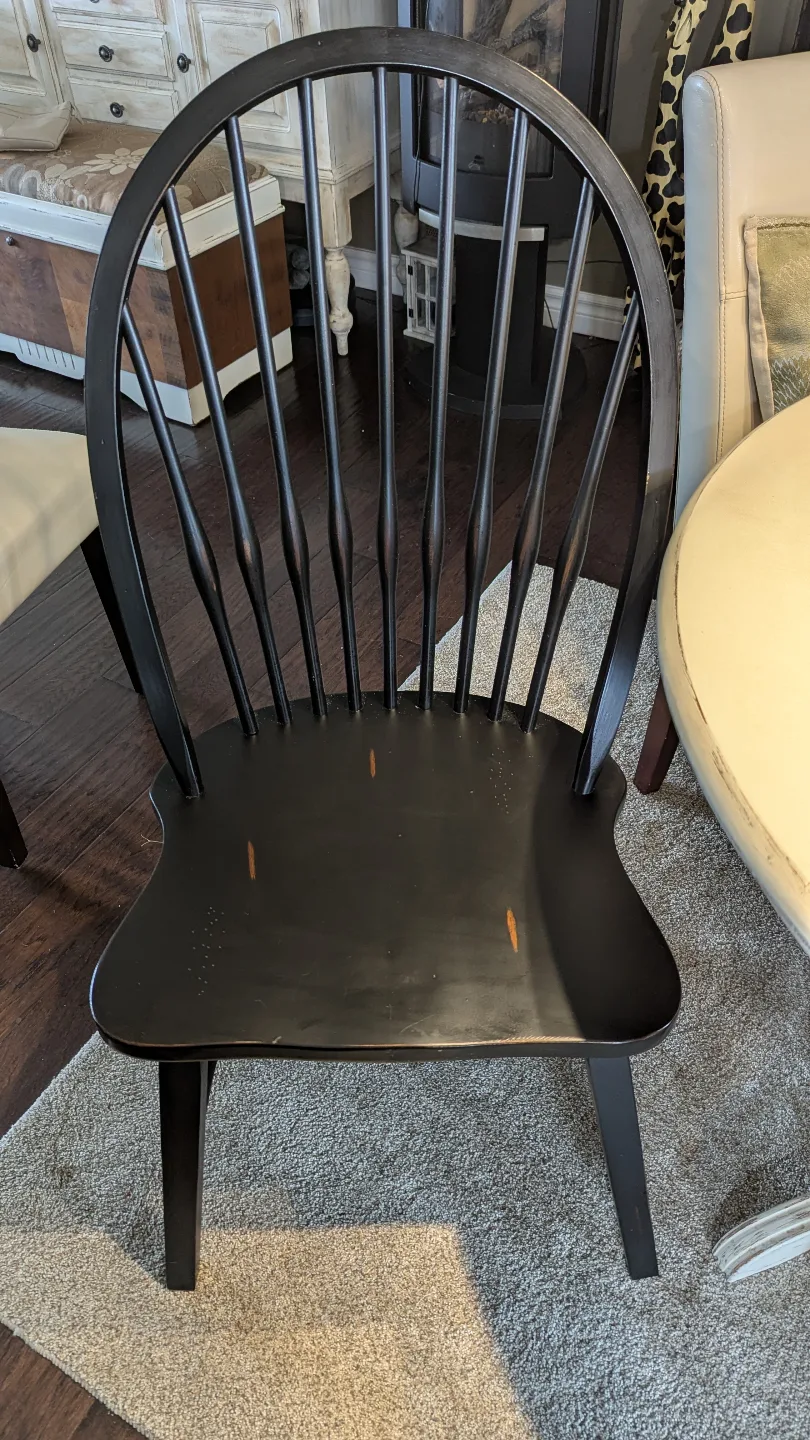 6 Black Windsor Dining Chairs