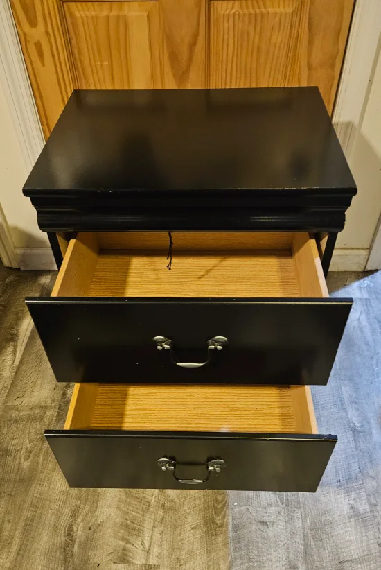 Black Two-Drawer Nightstand image indicator(2)