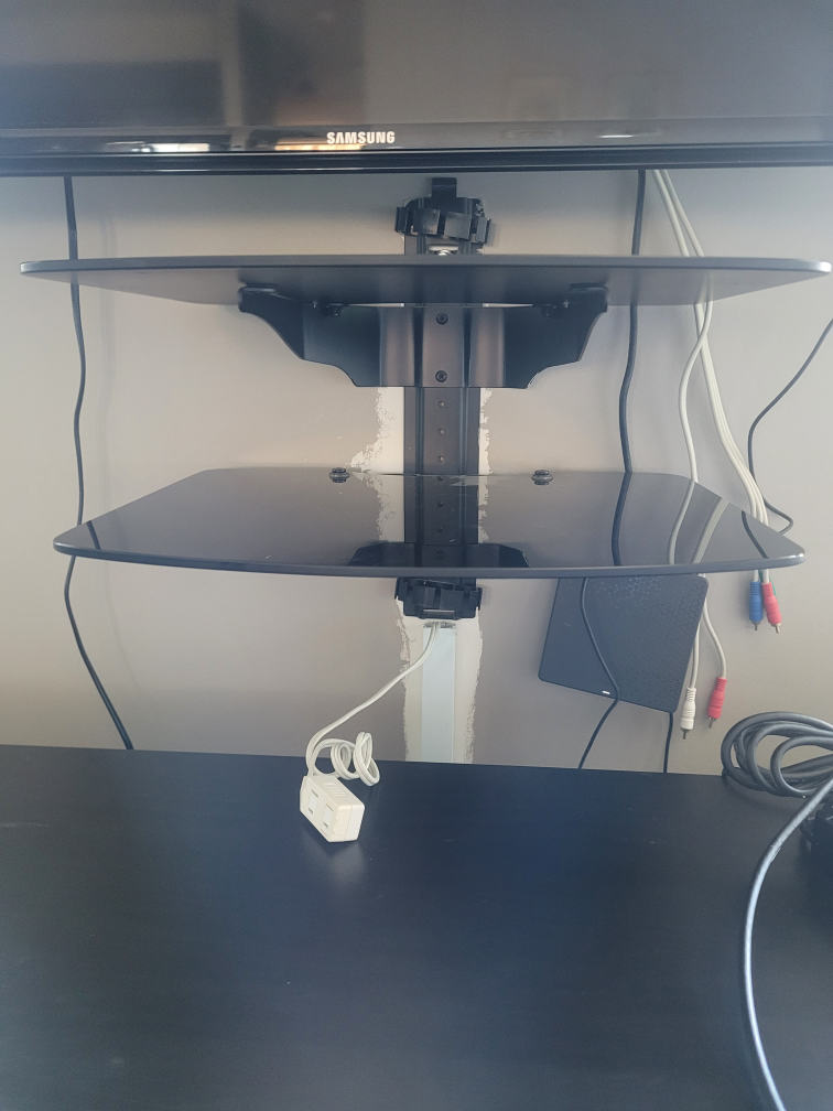 Wall-mounted TV stand with two shelves - photo 2