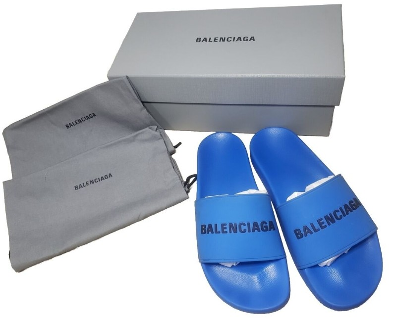Balenciaga Pool Slide Sandals - Navy Blue - Size 45
