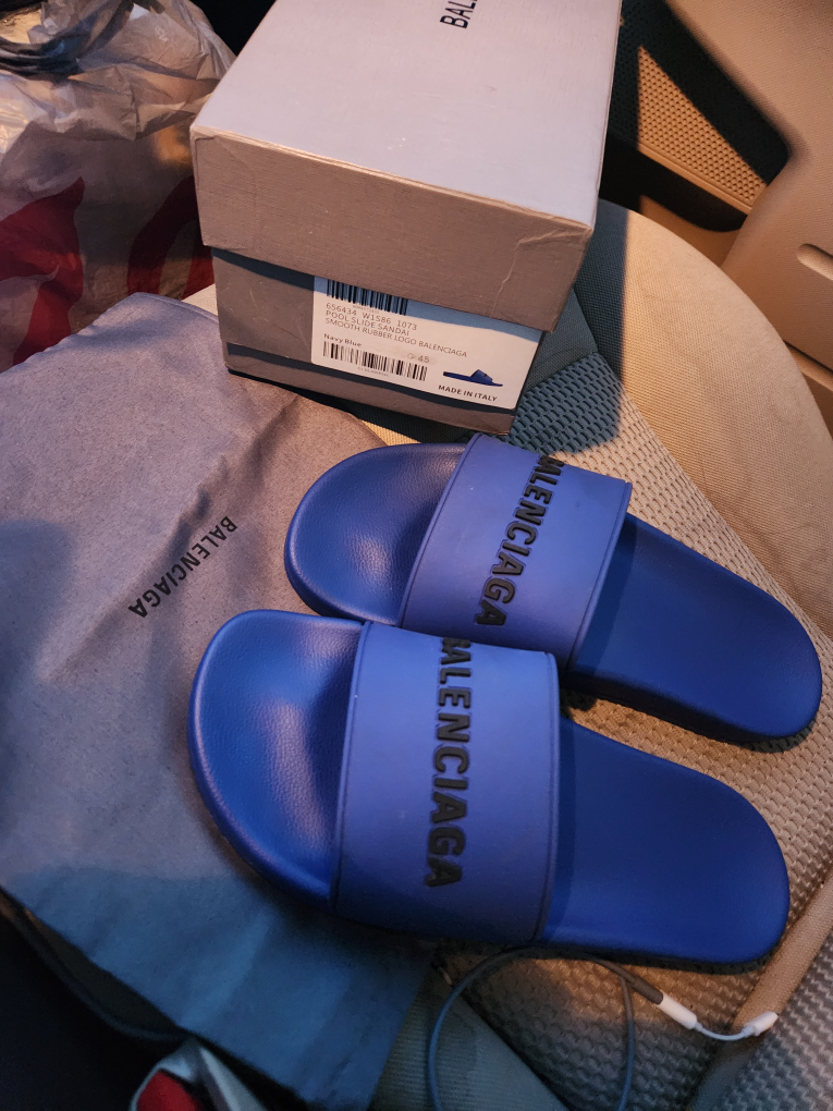 Balenciaga Pool Slide Sandals - Navy Blue - Size 45 - photo 3