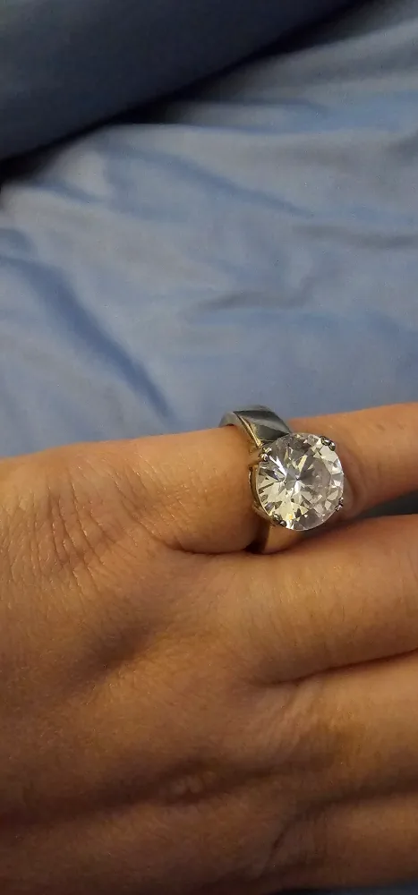 💚sterling silver 9.25 Large Solitaire Ring. thumbnail